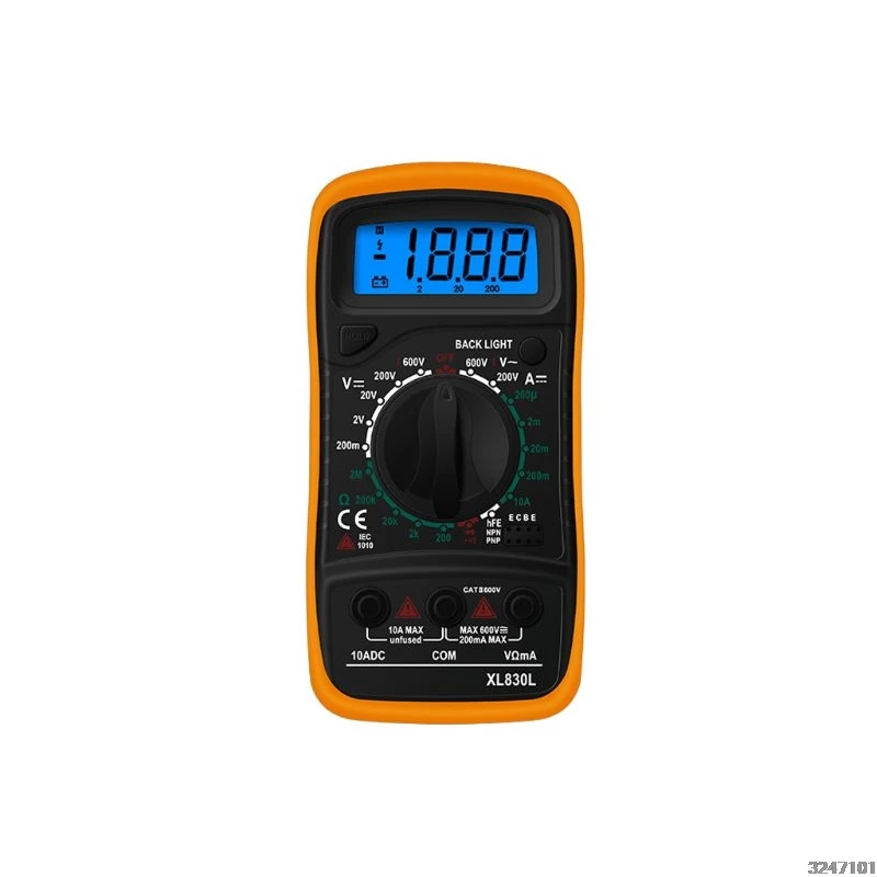 XL830L Цифровой мультиметр Ручной ЖК-дисплей подсветка AC/DC Амперметр Вольтметр Сопротивление транзистор ом тестер метр Многофункциональный
