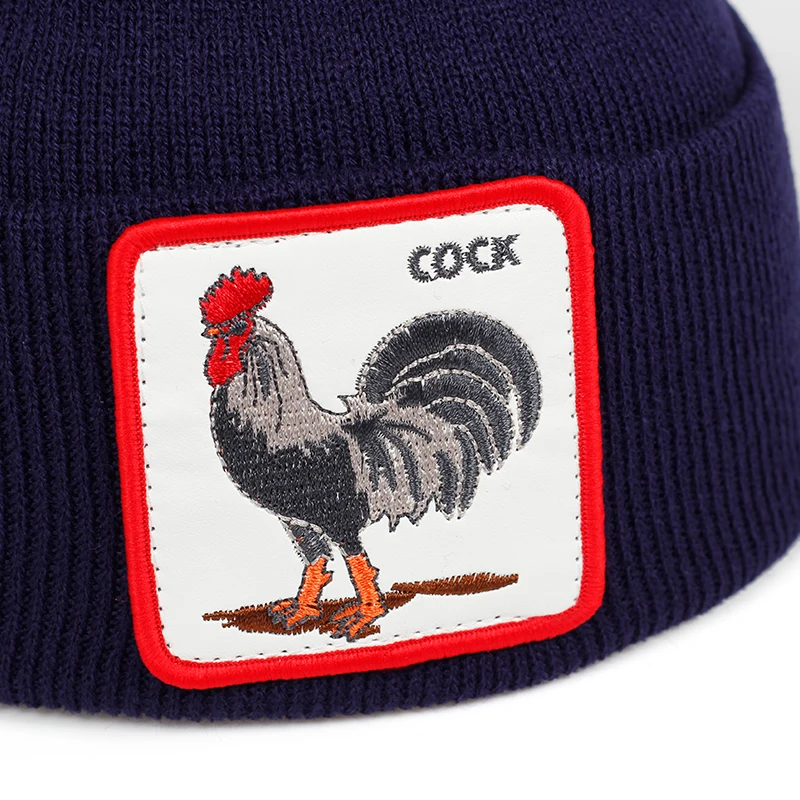 Новая модная осенне-зимняя шерстяная шапка с вышивкой петуха, теплые шапки, модные уличные Непродуваемые шапки в стиле хип-хоп для отдыха