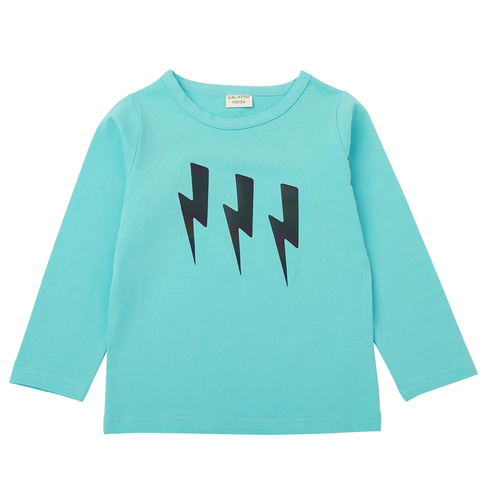Бежевый HereNice Kids Chien/детская футболка Топы с узором в виде молний, одежда с длинными рукавами футболки для маленьких девочек - Цвет: Бежевый