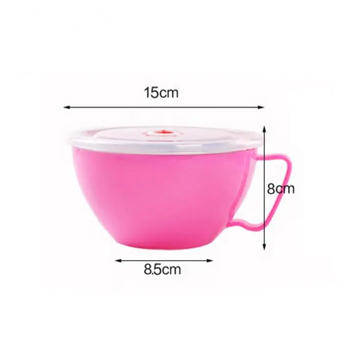 Noodle Soup Bowl With Lid Handle Stainless Steel Plastic Leak-Proof Food Container Rice Bowls Kitchen storage tool