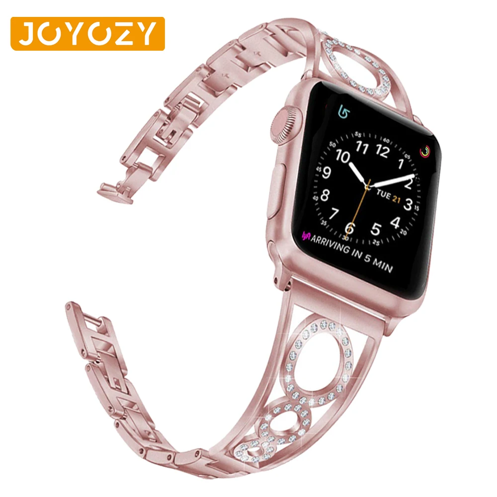 Joyozy рифленая нержавеющая сталь для Apple watch band 38 мм/40 мм/42 мм/44 мм Женский сменный