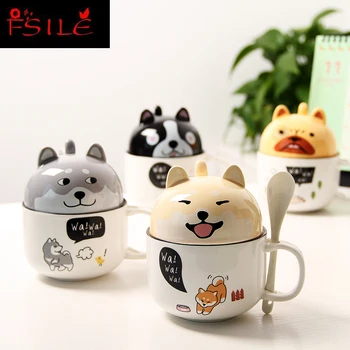 

With Cover Cute Dog Cat Claw Coffee Tea Mug Cherry Double-Layer Ceramic Juice Cup Transparent Pink Milk Mug Water Cup