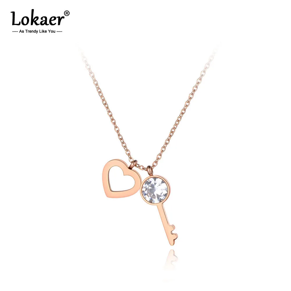 Цепочка Lokaer из нержавеющей стали с кулоном в виде сердца и фианита|Ожерелья
