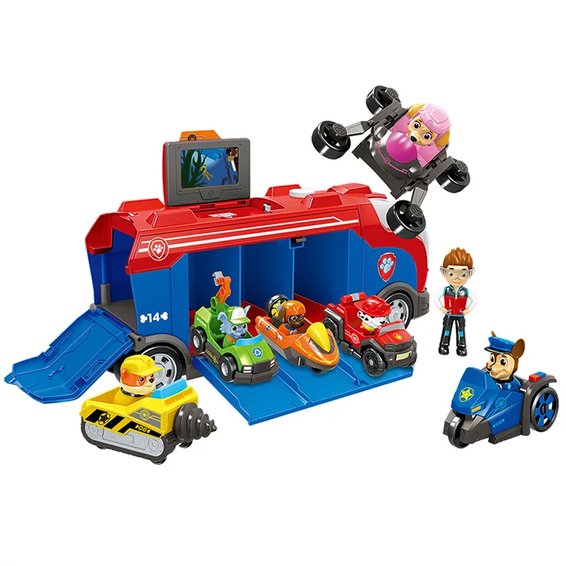Paw Patrol Juguete мобильный спасательный автобус собака Patrulla Canina Аниме фигурки автомобиль ABS фигурки Детские игрушки для детей Подарки 2A03