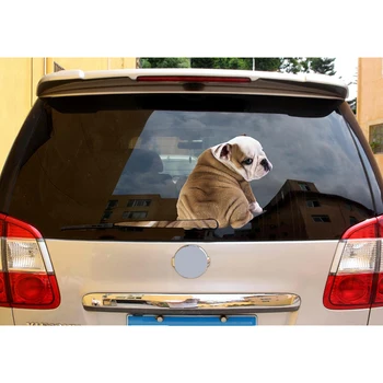 

Puppy Car Dog Sticker Rear Exterior Decor Cartoon Self Moving Adhesive