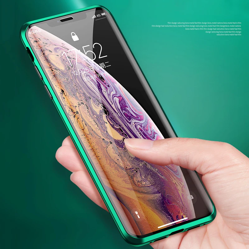 

Luxury Double sided Glass Metal Magnetic Phone Case for iPhone 11 Pro Max 360 Full Adsorption Cover Body protection Case Bumper