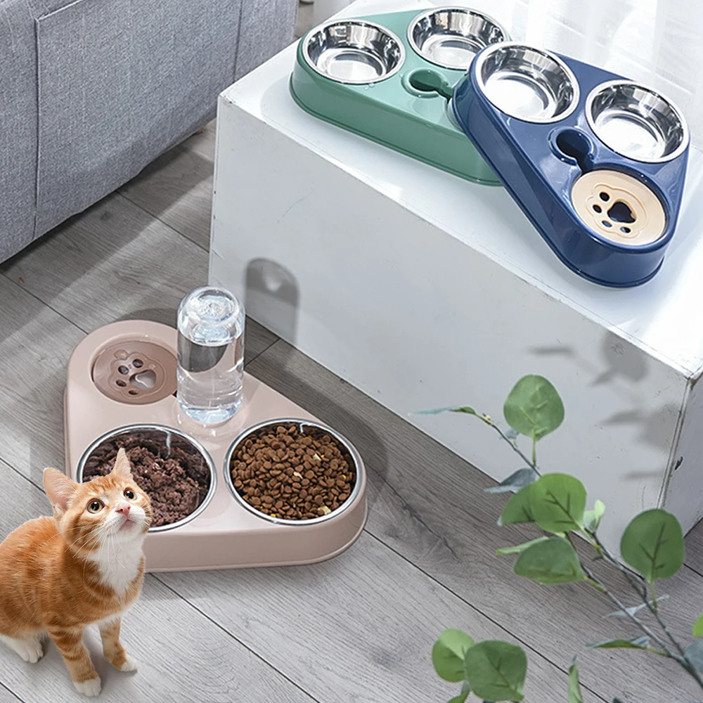 3 in 1 Dog - Cat Feeder Bowl With Dog Water Bottle