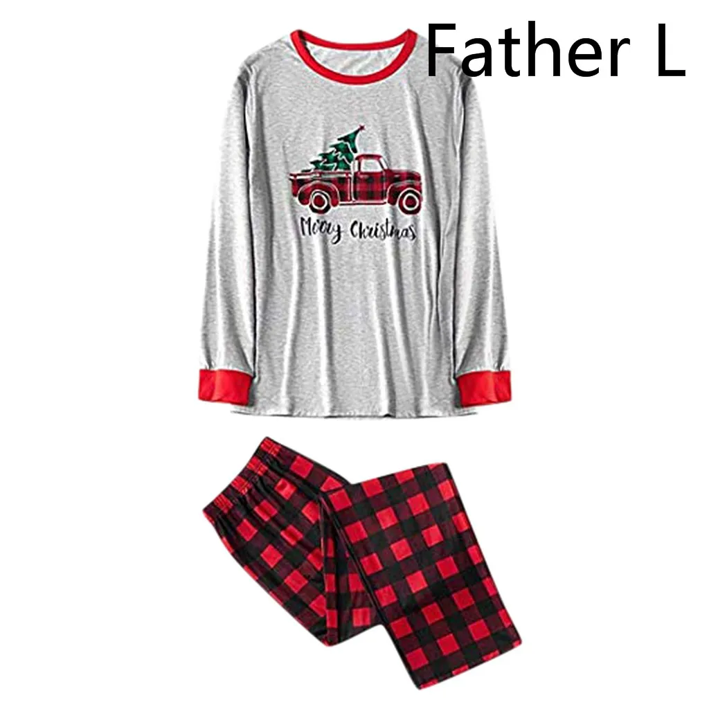 Рождественская семейная одежда, пижамы, клетчатый топ с надписью «Man Daddy»+ штаны, Рождественская одежда для сна для взрослых и детей, одежда для сна, одежда для семьи - Цвет: Father L