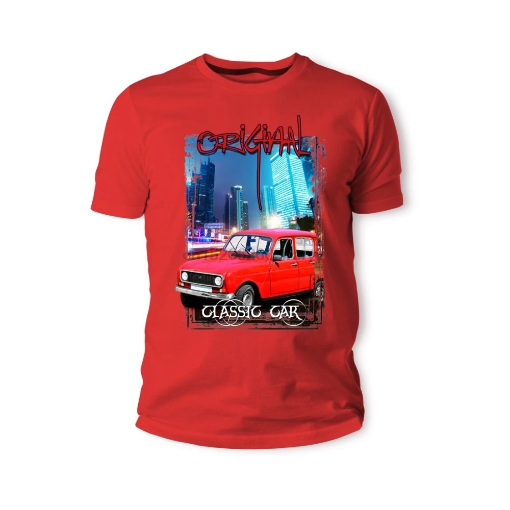 

France Classic Legend Car Renault R4 Klassiker Rot Auto Vintage 2019 Hip Hop Men 100% Cotton Short Sleeve Personalized T Shirts