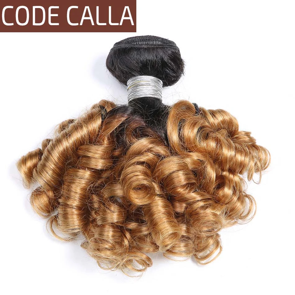 

Code Calla Brazilian Bouncy Curly Hair Bundles 100% Raw Virgin Human Hair Bundles Extensions Ombre Brown Blonde Color For Women