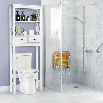 

Toilet Space Saver Bathroom Organizer Storage Shelf with Drawers HW63773