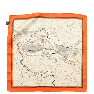 Silk Road Женский элегантный шарф на шею с изображением карты в финском стиле для рождества, праздничный Шелковый шарф для женщин, подарок на год, мама, жена, сестра - Цвет: Silk Road