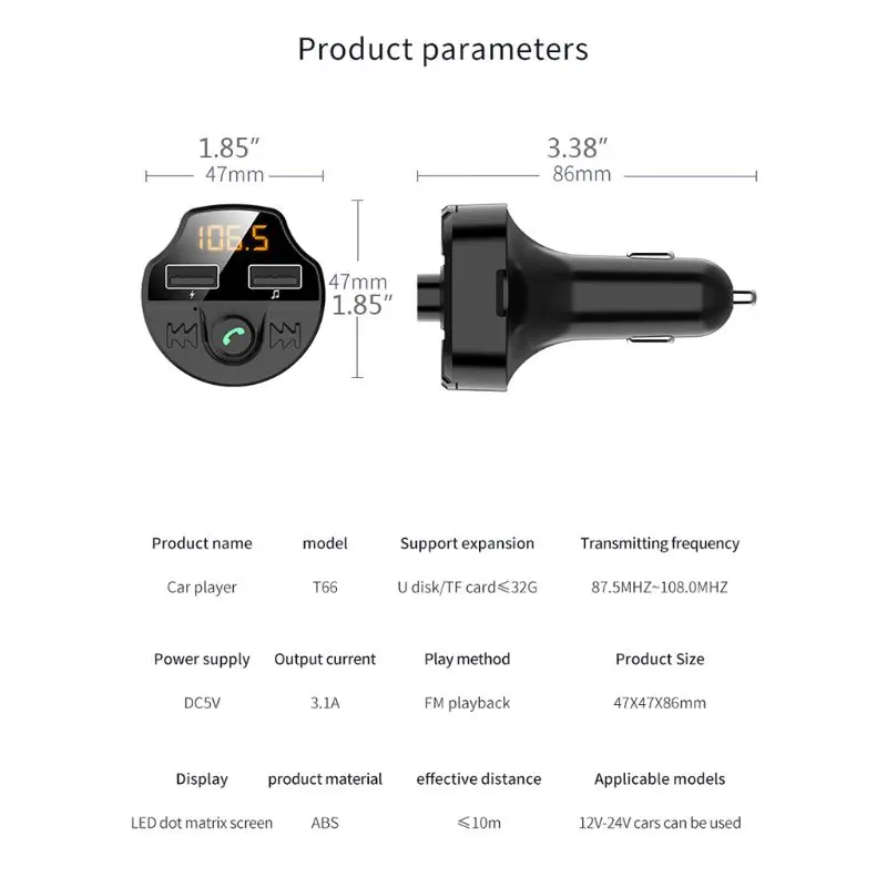 Двойное автомобильное usb-устройство для зарядки телефона MP3-плеер Bluetooth 5,0 комплект адаптеров для громкой связи
