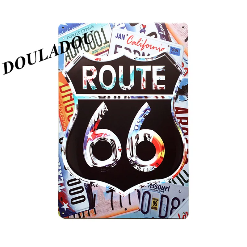 [Douladou] США Route66 Винтаж окрашивание металла декор Бар Кафе Декор отеля Ретро Винтаж вечерние плакат рисунок номер Декор 20x30 см - Цвет: 5