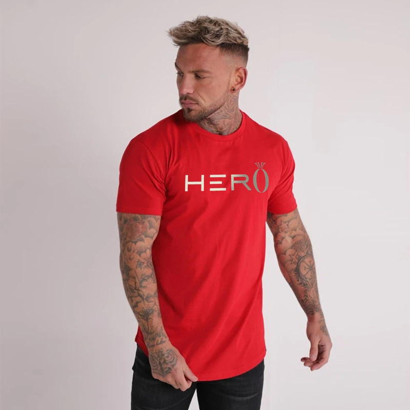 

Red Gym T Shirt Men Breathable Fitness Sport Shirt Mens Workout Tshirt Man Running T-shirt Summer Sports Wear Top Rashgard Male