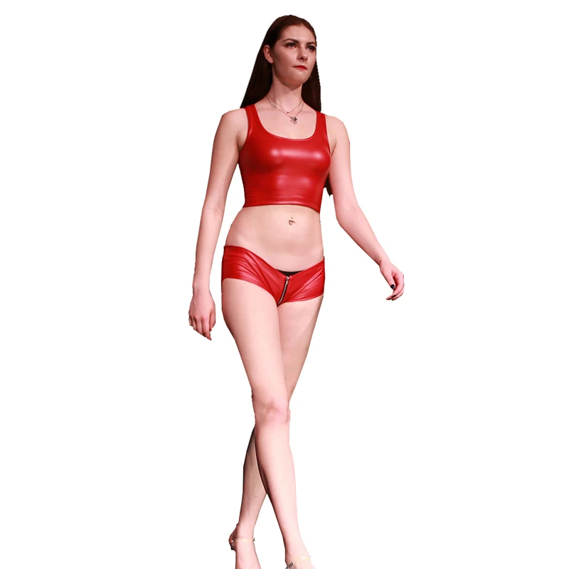 LinvMe Fashion Sexy Low Waist Women Shiny Straight Sheathy Panties Stretch Leather Skinny Push Up Seamless Comfort for Ladies
