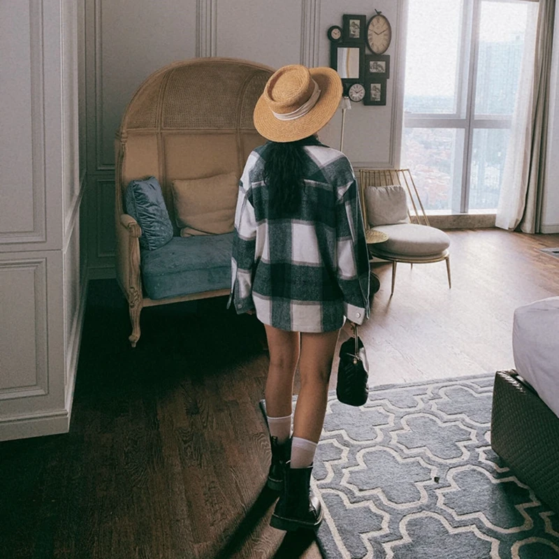 Goede Winter jassen en jassen vrouwen rood groen plaid jas dames koreaanse jassen dames oversized jas winter jassen vrouwelijke Herfst