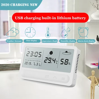 

LED large screen electronic thermometer indoor bedside hygrometer time date alarm clock multifunctional digital clock