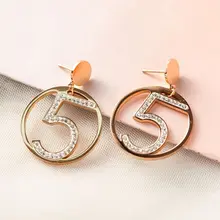 Нержавеющая сталь кубического циркония серьги круглые письмо 5 Для женщин топ качественные застежки, высокое качество, роскошные ювелирные изделия kolczyki Z088