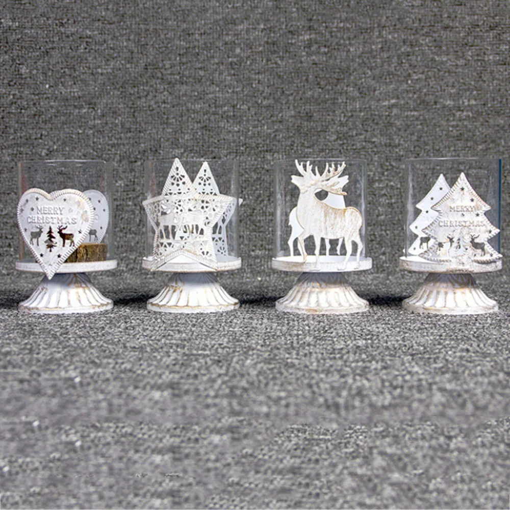 Скандинавский Ретро стиль Счастливого Рождества Подсвечник Подсвечники Tealight Рождественская подсвечник 1 шт