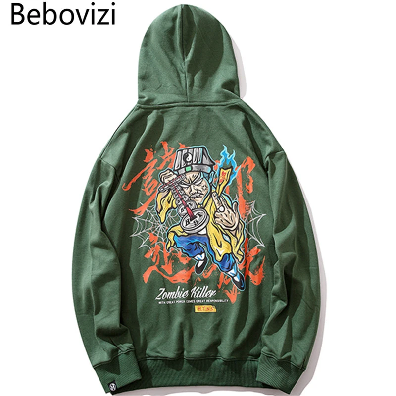 Bebovisi 2019 хип хоп толстовки зеленого цвета Уличная Повседневная Толстовка Harajuku