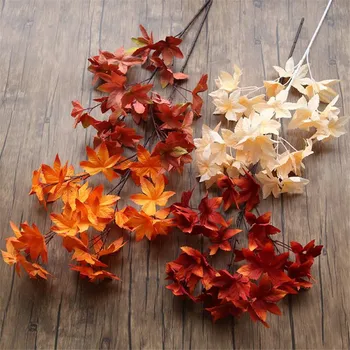 

10p Silk Maple Tree Branches Artificial Greenery Plant Green Maple Tree Stems 7 colors for Wedding Centerpieces Tree Decorations
