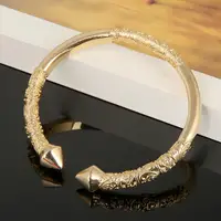 Gold Color African Cuff Engraved Embossing Bangles Trendy Women Men Bangles Jewelry 2