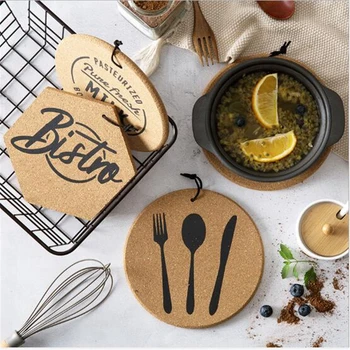 

Cork Coaster Kitchen Anti-Scalding Pan Pad Round Dining Table Non-Slip Insulation Placemat Kitchen Decoration Accessories