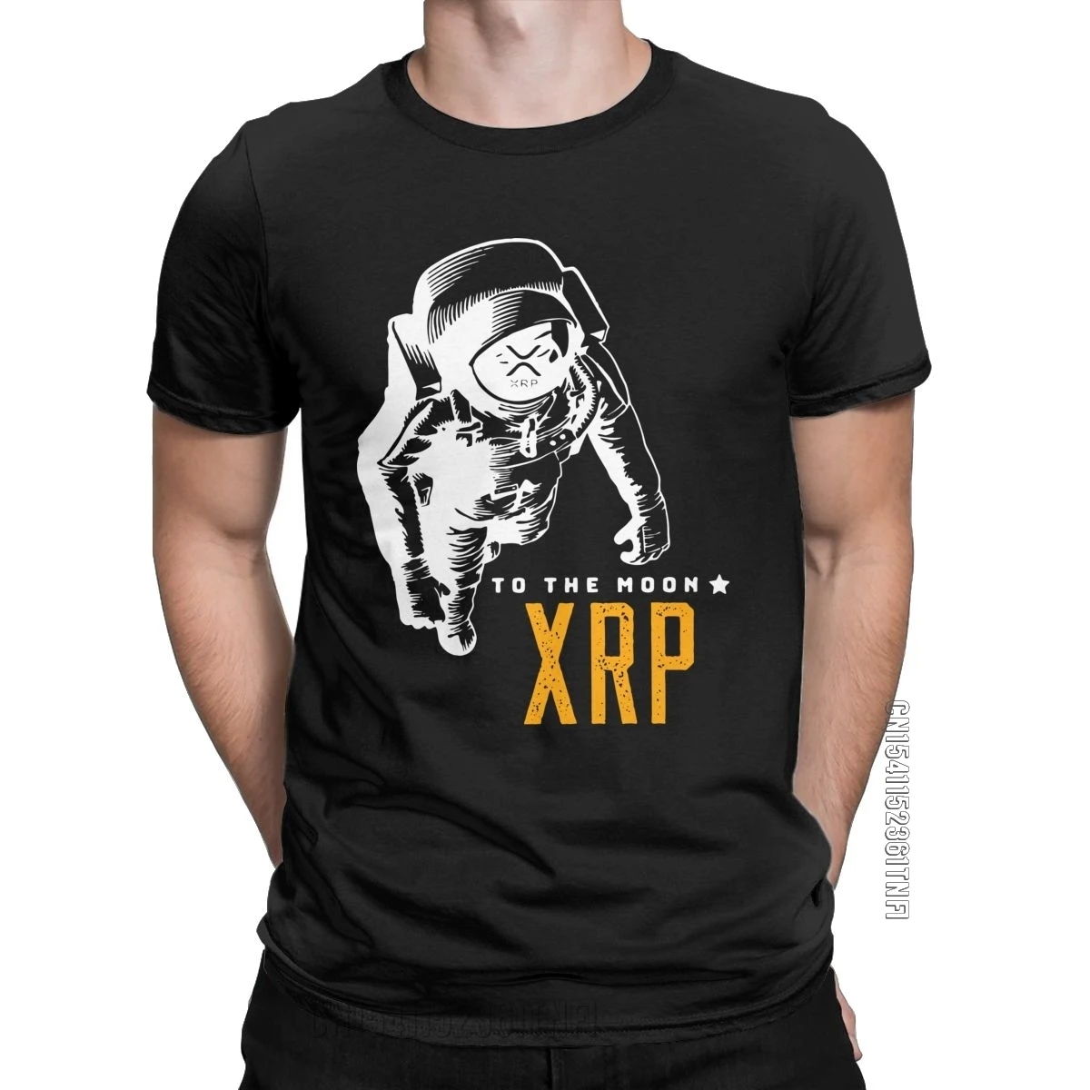

Amazing Ripple XRP Moon T-Shirt Men Crew Neck Cotton T Shirts Bitcoin Crypto Classic Short Sleeve Tees Party Clothing