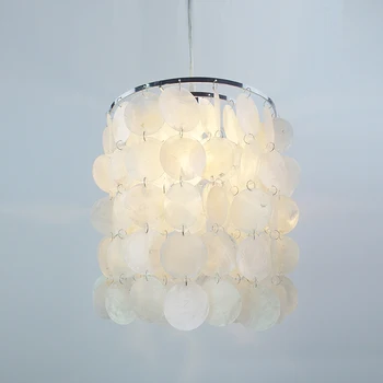 

White Seashells Raindrops Industrial Pendant Lamp Cord Led E14 Light Modern Natural for Bedroom Dining Living Room Restaurant AC