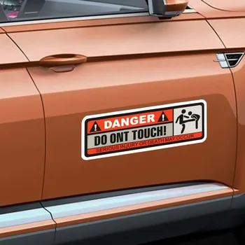 

2pcs Car Accessories Car Warning Stickers Danger Car Sticker DO NOT TOUCH PVC SERIOUS INJURY OR DEATH MAY OCCUR Auto Decal