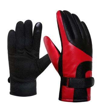 

Cycling gloves winter touch screen thickening plus velvet leather gloves waterproof warm motorcycle outdoor anti-s