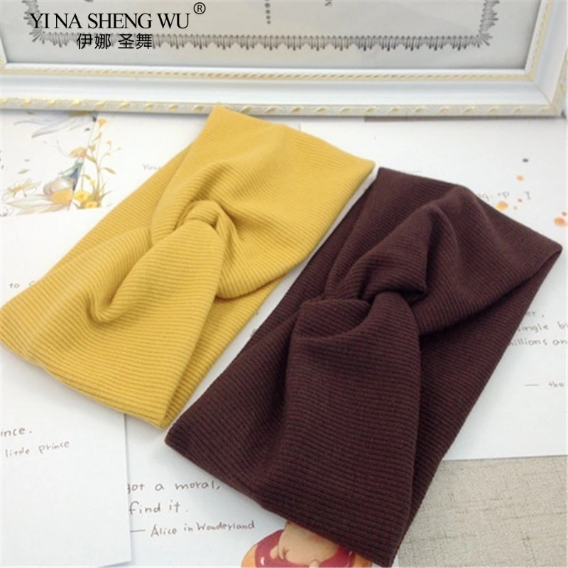 

Fashion Autumn Cotton Cross Hairband Fashion Solid Hair Band Ladies Yoga Pilates Sports Elastic Headband Women Hair Accessories
