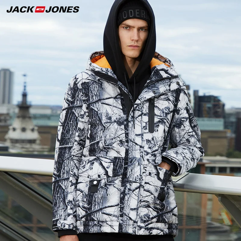 JackJones теплая зимняя мужская камуфляжная куртка для отдыха | 218312519