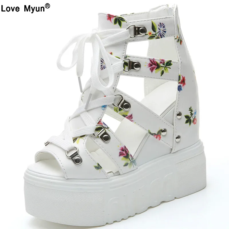 

2019 shoes woman Sandals Summer New Fashion Platform Sandals Wedges zip Thick Bottom Casual Women Shoes High Heels Sandalias4512