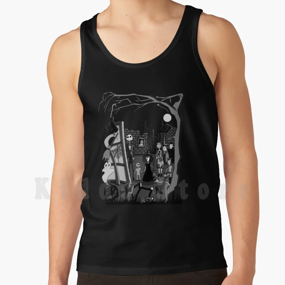 Canottiere Las Meninas Prima Di Natale Canottiera 100% Cotone Meninas Velazraccia Nero Bianco Nightmare Christmas Yum