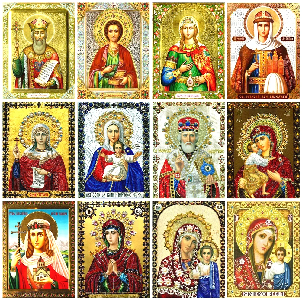 

GATYZTORY 5d DIY Diamond Painting Religion Madonna Cross Stitch Full Square Diamond Mosaic Icon Decoration Home wall painting