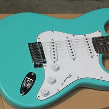 Фабрика Пользовательские новые реальные фотографии высокое качество ST синий электрогитара SSS пикап 8pai