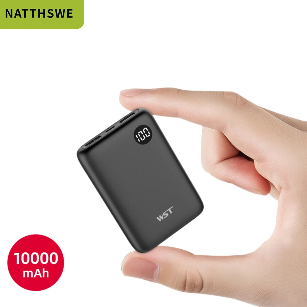 Портативное зарядное устройство NATTHSWE, 30000 мА/ч, два USB, внешний аккумулятор для мобильного телефона, быстрая зарядка для iphone, xiaomi, портативное зарядное устройство