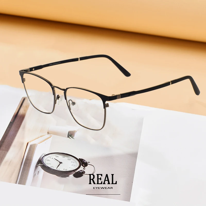 

Простой дизайн, квадратные металлические оптические очки, мужские стильные очки для близорукости, полная оправа M9153