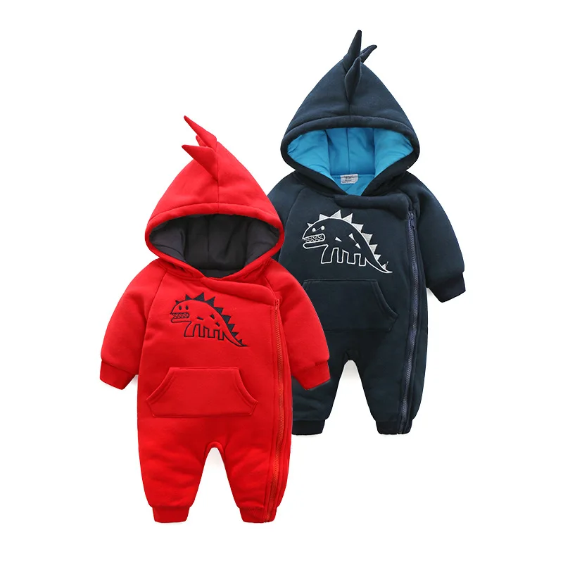 

Winter Baby Thick Warm Onesie Infants BABY'S FIRST Month Baptism Dinosaur Crawling Clothes Romper Winter Clothes