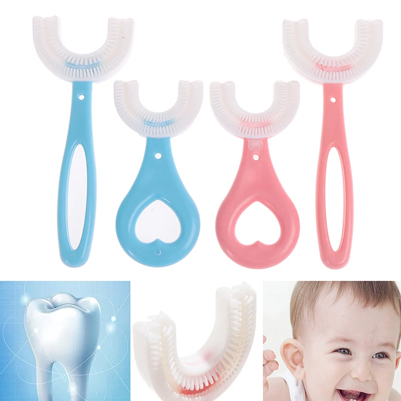 Teeth Oral Care Children's Toothbrush U-shaped Baby Children Brushing Cleaning Supplies Pink Bule Color | Красота и здоровье