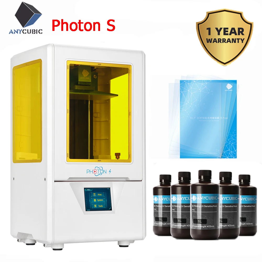 ANYCUBIC 3d принтер Фотон S с 500 мл 405nm УФ Смола черный белый цвет 2K Экран ЖК дисплей