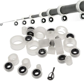 

15Pcs Fishing Rod Guides Top Tips Repair Kit Fishing Rod Replacement Parts 15 Sizes Fishing Accessories Tackles