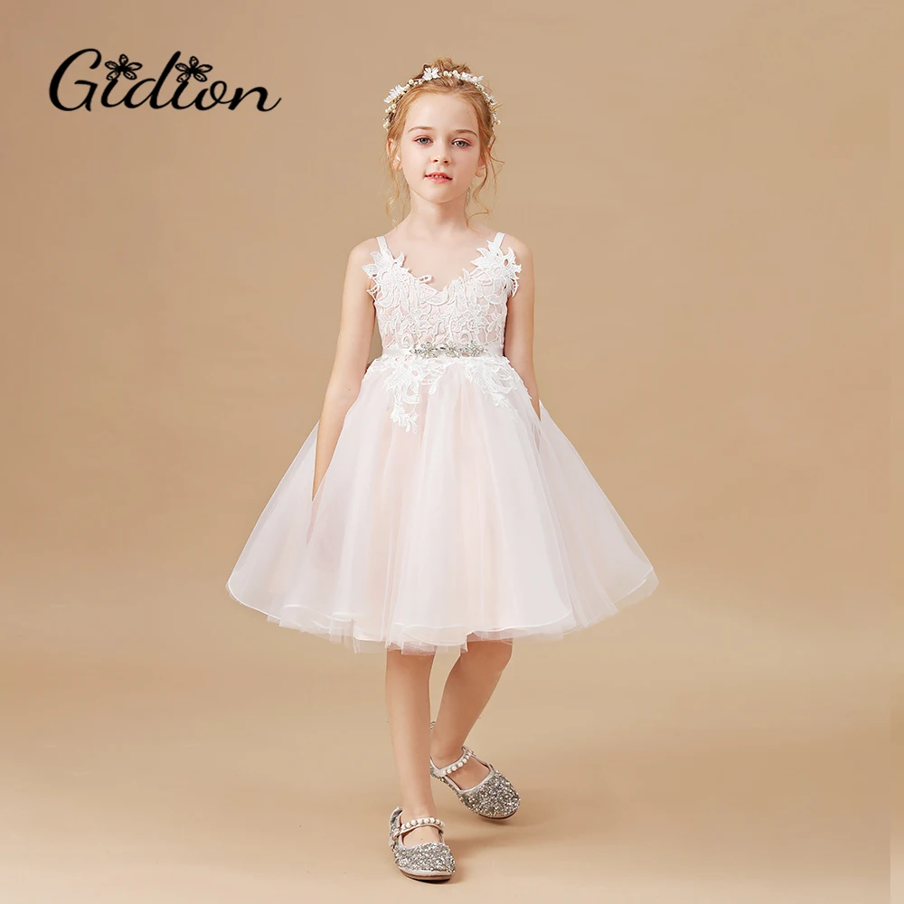 

2-14Y New Girls Dress Flowers Lace Dress Fashion Girls Round Neck Sleeveless Dress Baby Kids Clothing Birthday Party Dress