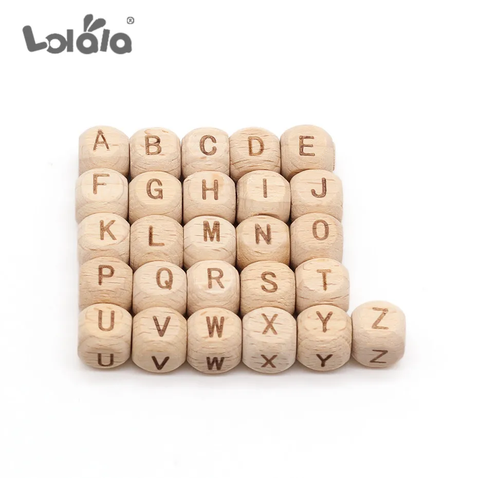 26 шт. Квадратные бусины с алфавитом натуральные Буковые деревянные буквенным