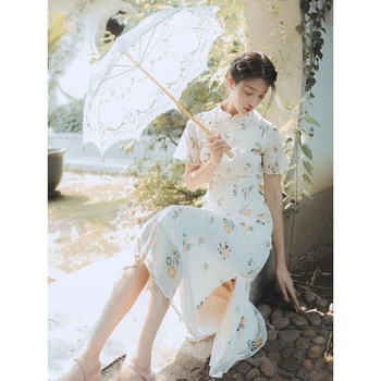 

Purl Fresh Printing Retro Girl Cheongsam The New Chinese Wedding Dress