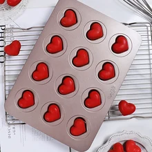 Милое красное сердце, высокое качество, металлическая форма для выпечки, антипригарная форма для печенья, шоколада, хлеба, многоразовые кухонные десертные инструменты, MM60HB
