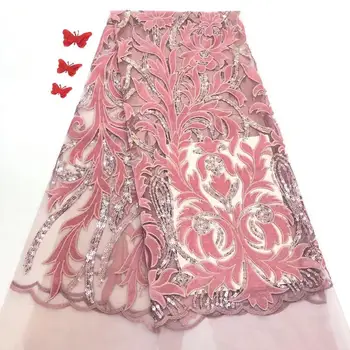 

Christmas Design pink Velvet Lace Fabric With Sequins High Quality Traditional Wedding Bride Dress Velvet Material FFJ-114