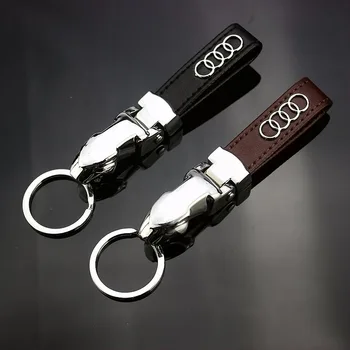 

1pcs Metal Leopard Head Leather Key Chains Rings Holder Car Keyrings KeyChains Man Women Gift Leather For Audi a3 a4 a5 a6 a7 a8